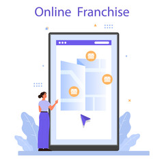 Business scaling online service or platform. Franchise business expansion