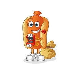 hot dog propose and holding ring character. cartoon mascot vector