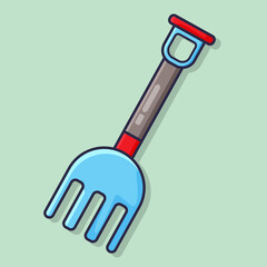 pitchfork tool isolated cartoon vector illustration in flat style