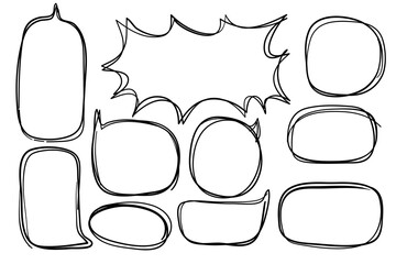 Speech bubble Black single line for comic or cartoon even advertising design and decoration. Drawing vector of freehand illustration, blank template for any conversation dialog.