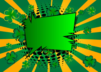 Luck related comic book background, banner, template, poster. Cartoon style explosion background with clower. Space for your text.