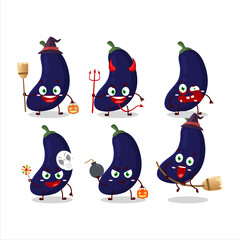 Halloween expression emoticons with cartoon character of new eggplant