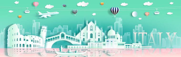 Tour italy famous landmarks Europe downtown by gondola,balloon,plane.