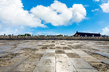 Fototapeta premium Ancient square floor and sky clouds