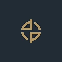 Elegant curve line vector logo type.DCP DP letter logo design. Monogram linear creative fancy.
