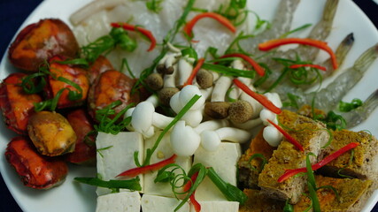 Vietnamese traditional dishes in a restaurant.