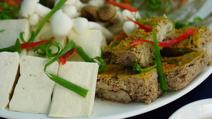 Vietnamese traditional dishes in a restaurant.