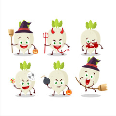 Halloween expression emoticons with cartoon character of may turnip