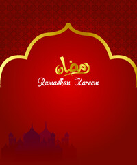 Ramadan Kareem banner template with lantern and calligraphy