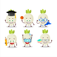 Obraz premium School student of may turnip cartoon character with various expressions