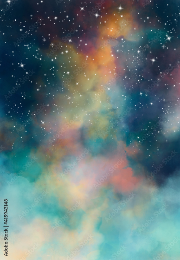 Canvas Prints abstract star field in galaxy space with watercolor digital art painting for texture background