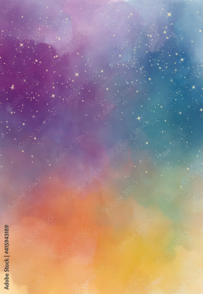 Canvas Prints abstract star field in galaxy space with watercolor digital art painting for texture background