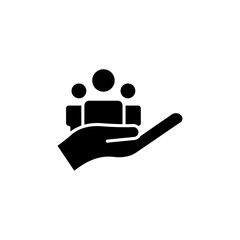 Hand icon with people. Business symbol, teamwork. simple illustration mobile concept app line icon and web design. Editable stroke. Design template vector