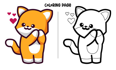 Lovely Ginger Cat Coloring Page and Book