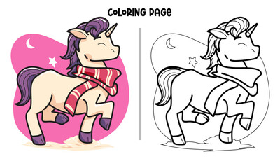 New Scarf Unicorn Coloring Page and Book