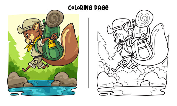 Squirrels Jump In The River Coloring Page and Book
