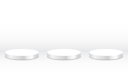 blank white round pedestal. circular awarded winner podium  for outstanding luxury product advertising display on white gradient lighting background
