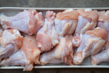Raw chicken drumsticks for is various cooking as boiled, grill and fried