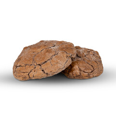 Soft dark chocolate brownie cookies isolated on white background with clipping paths.