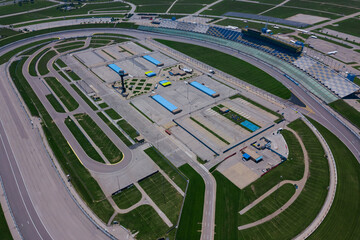 Aerial drone photo Aerial drone photo of an oval auto speedway for racing.