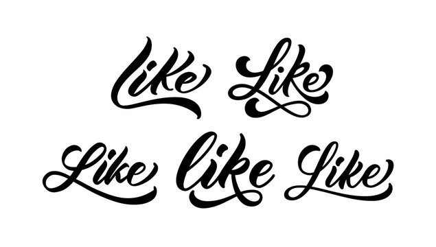 Word Like for print on t-shirt, hoodie, baseball cap. Hand drawn lettering set. Text Like for design print clothes.