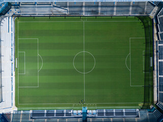 Aerial drone photo of a soccer stadium. © Miralem