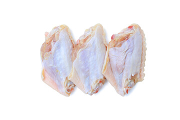 Raw chicken wings isolated on white background with clipping path