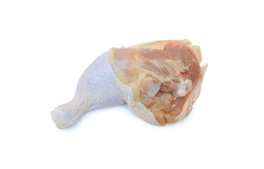 Raw chicken leg isolated on white background