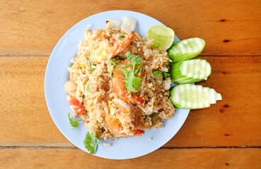 Fried rice with seafood. Thailand delicious popular food.