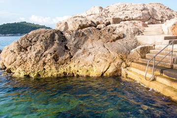 Croatia, Dubrovnik. Walled city old town 'beach'.
