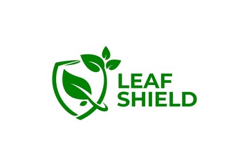 Fototapeta premium illustration of shield and leaf. nature logo vector.