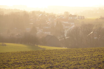 Abendstimmung in der Landwirtschaft, Sonnenuntergang, 