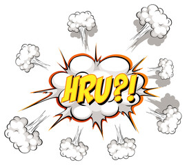 Comic speech bubble with hru text