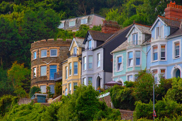 Fototapeta na wymiar These homes overlook the river Tamar in the town of Saltash which is in Cornwall, England.