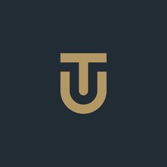 Elegant curve line vector logo type. TU letter logo design. Linear creative fancy monogram