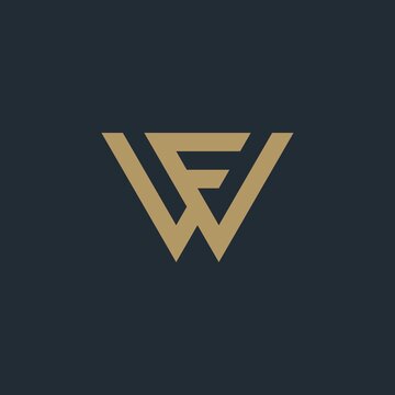Elegant curve line vector logo type. WF FW letter logo design. Linear creative fancy monogram