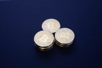Bitcoins digital crypto currency golden coins