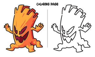 Scary Tree Monster Coloring Page and Book