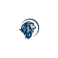 Lion King Circle Logo Design, Black And White Logo, Lion Head Logo Front View, Vector Eps