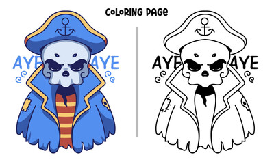 The Skull Pirate Coloring Page and Book