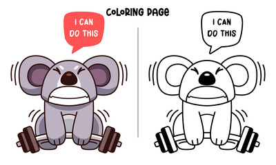 Koala Are Weightlifting Coloring Page and Book