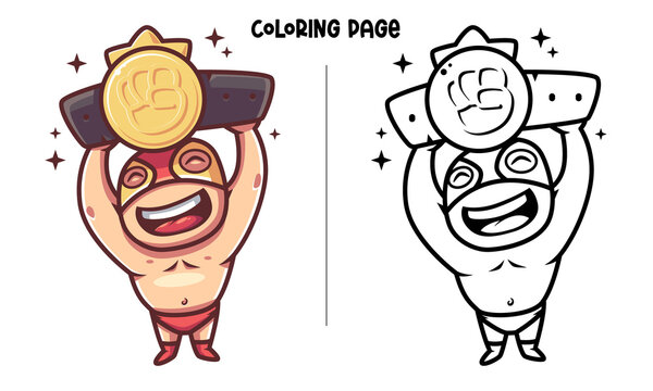 Wrestling Champion Coloring Page and Book