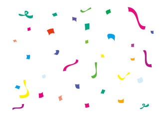 Colorful confetti is flying in the air