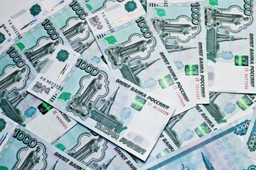 Currency Russian rubles - paper banknotes of Russian rubles. Money background.