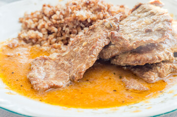 Polish Bitki wolowe. Polish traditional beef cutlets knows in Poland.