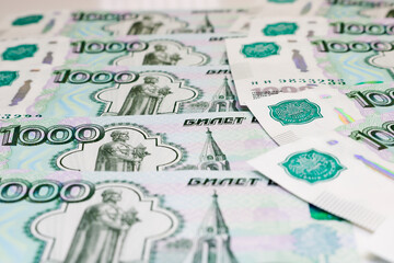 Obraz na płótnie Canvas Currency Russian rubles - paper banknotes of Russian rubles. Money background.