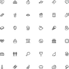 icon vector icon set such as: chicken-egg, boiled, cob, aquatic, emblem, electric, chocolate, bucket, russula, piece, barley, scrambled, riccioli pasta shape, packaging, sashimi, gastronomy, rye