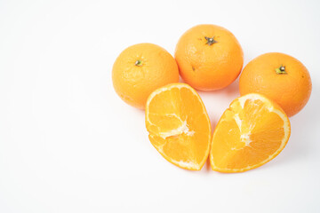 Oranges on the white background 