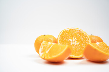 Oranges on the white background 