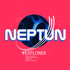 Typography space print. Neptun explorer slogan t shirt design © SokolArtStudio